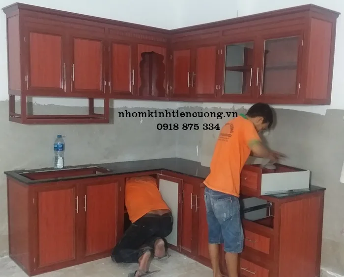 Tủ Bếp Nhôm Vân Gỗ