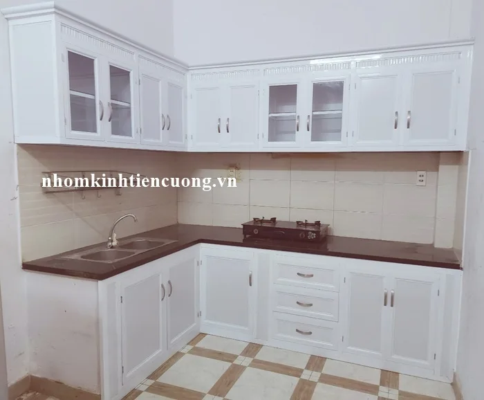 Tủ Bếp Nhôm Cánh Kính